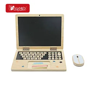 Pretend play set wooden computer laptop toy for toddler learning W12B211