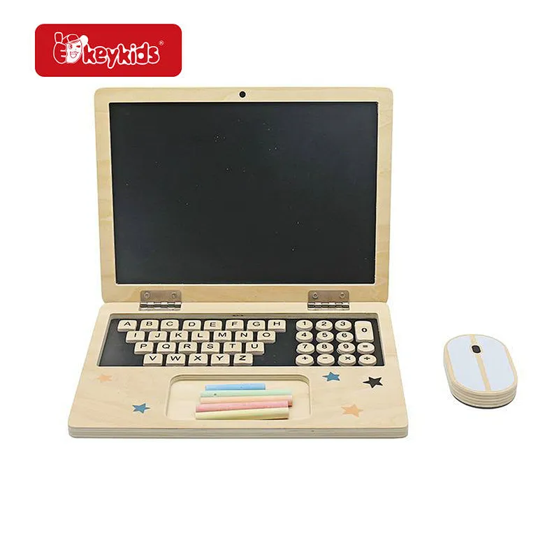 Pretend play set wooden computer laptop toy for toddler learning W12B211
