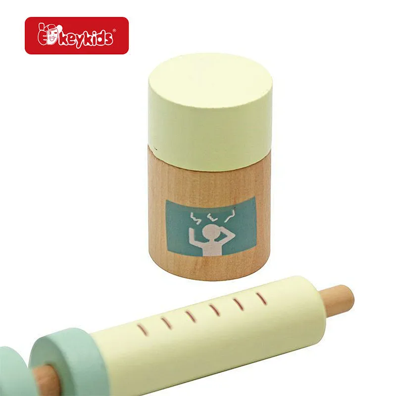 New design kids pretend play wooden toys doctor kit play set with Stethoscope W10D663